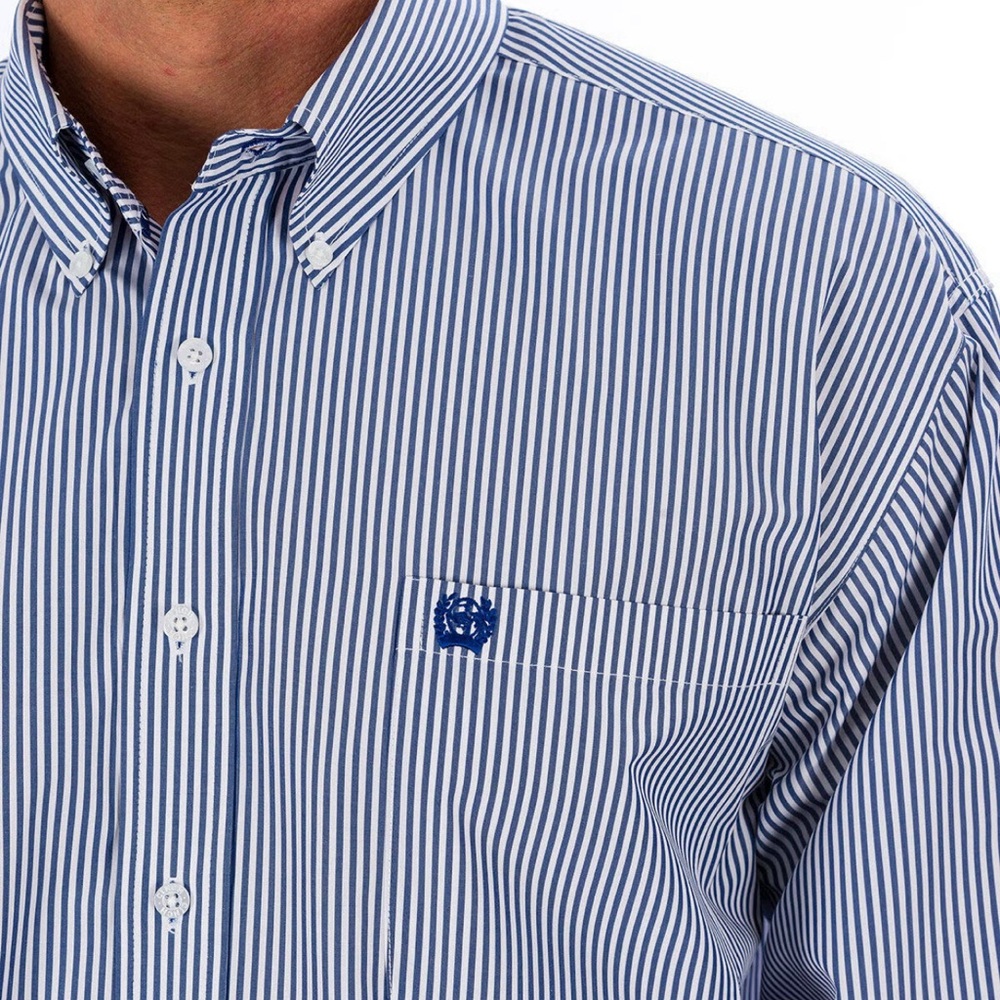 Cinch Men's Striped Print Tencel Long Sleeve Button-Down Western Shirt big tall - Picture 2 of 10